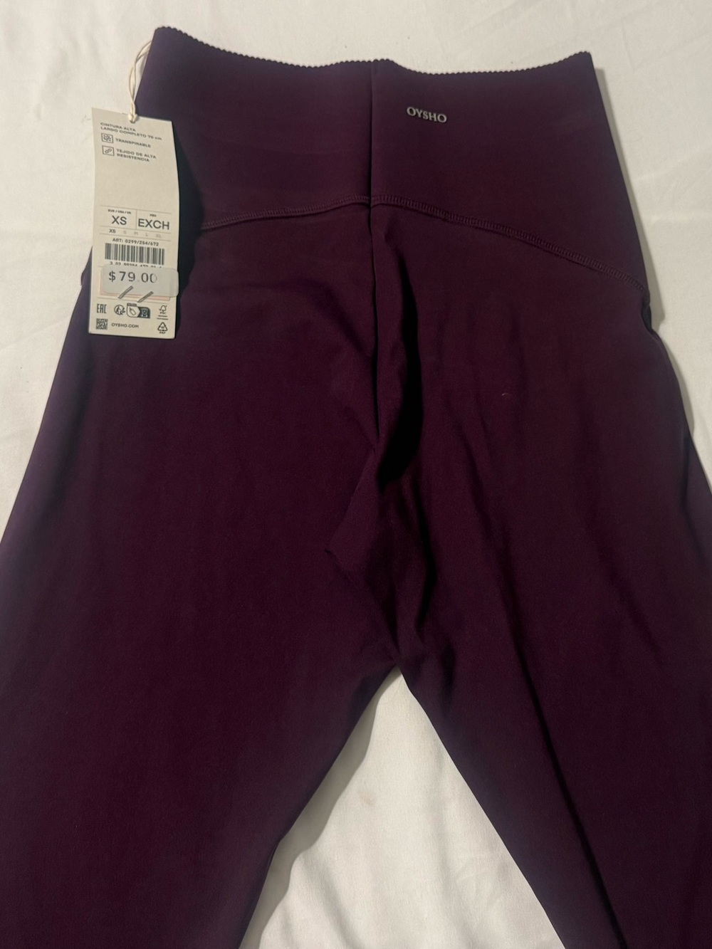 OYSHO High-Waist Leggings in Deep Plum